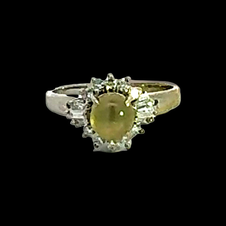 Estate 1.44 ct Cat's Eye Tourmaline Diamond Platinum Ring 14996