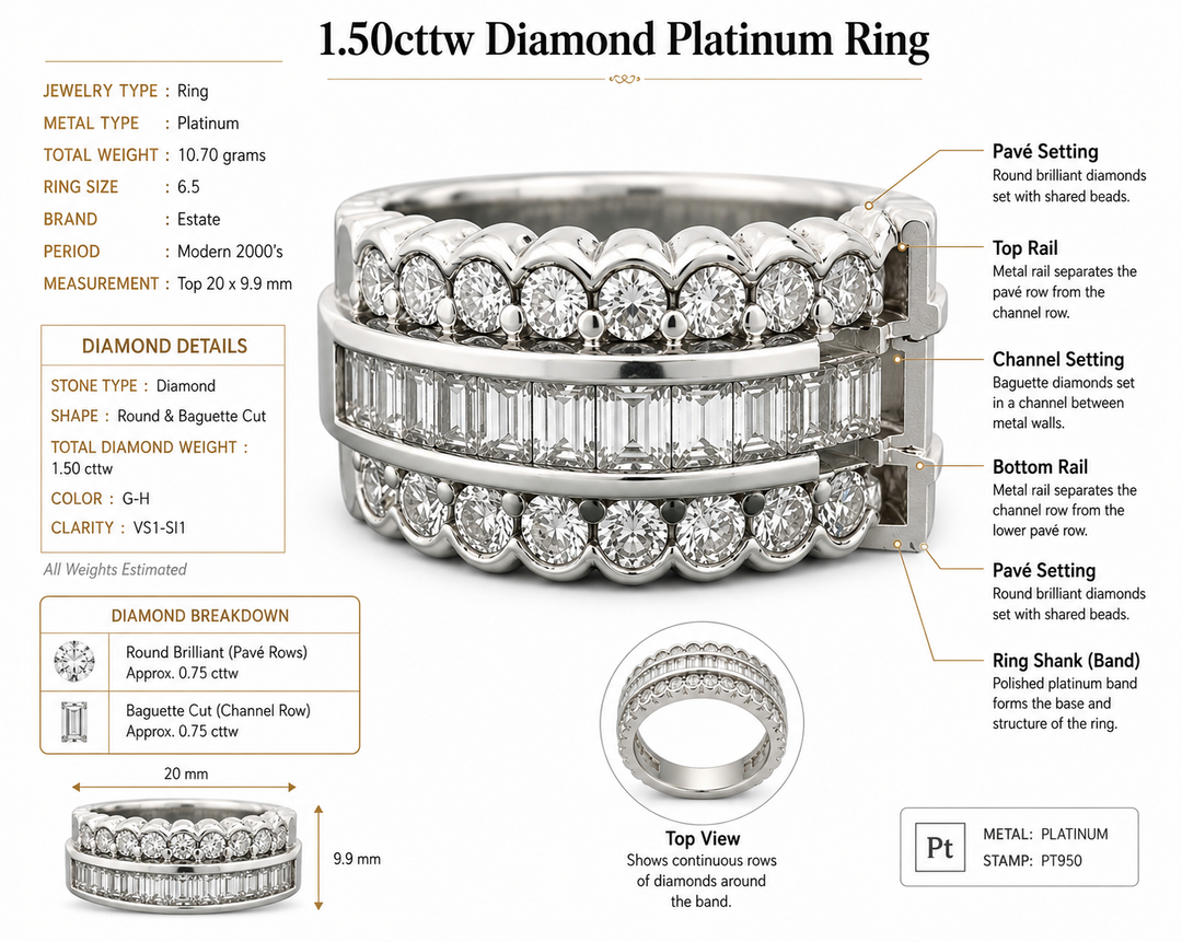 Modern 1.50cttw Diamond Platinum Ring