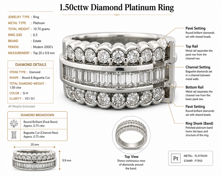 Modern 1.50cttw Diamond Platinum Ring