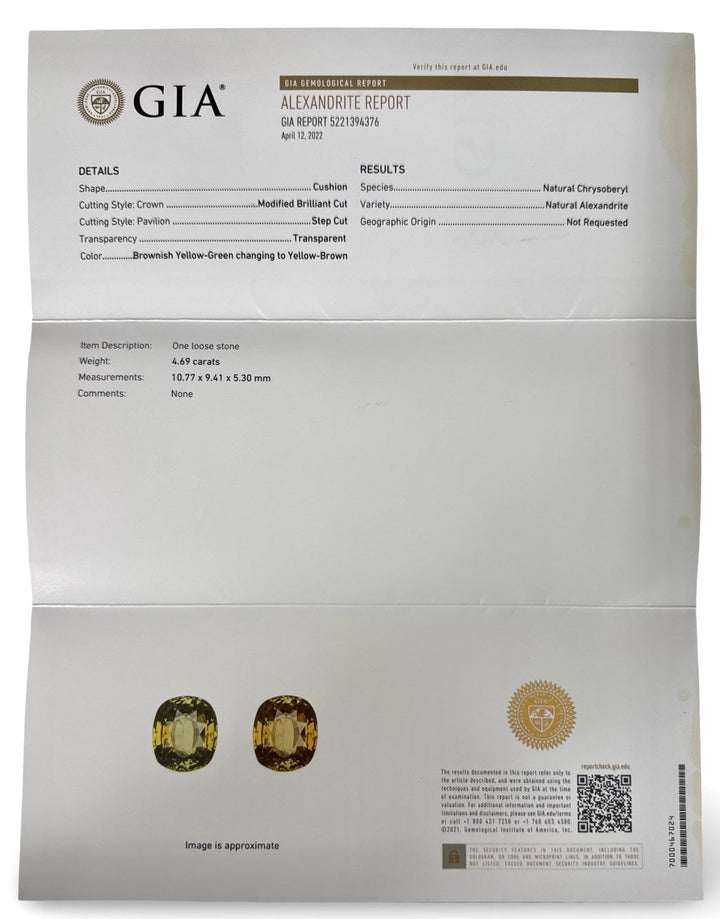 Natural 4.69ct Color Change Alexandrite and Natural Pink White Diamond 18Kt Ring (GIA)