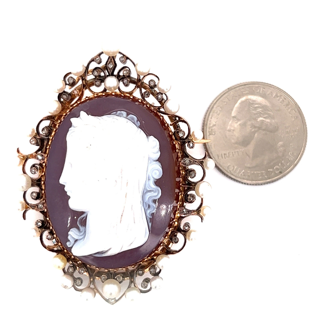 Victorian Mourning Jewelry Cameo Brooch