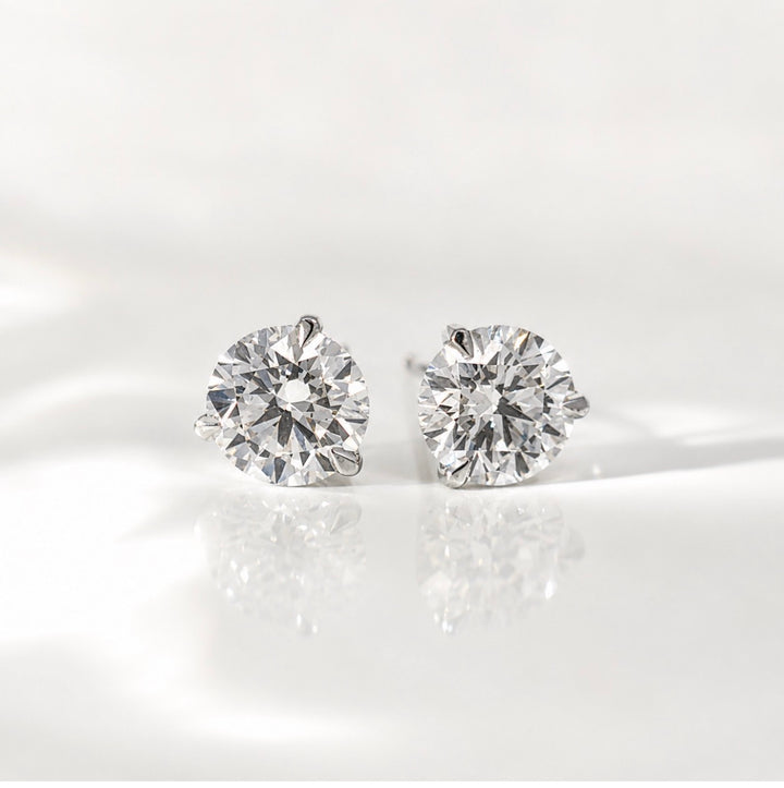Certified 3.00 CTW Lab-Grown Diamond 18K White Gold Stud Earrings