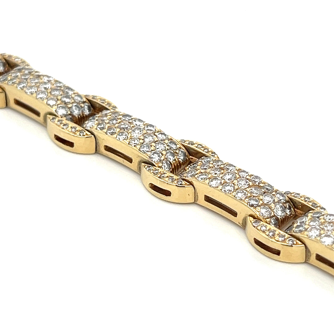 Vintage Diamond and 18K Yellow Gold Link Bracelet