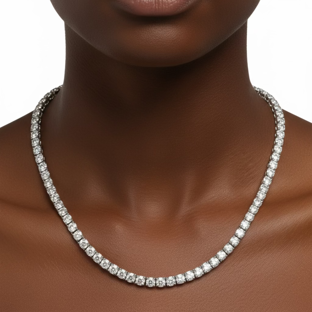 Straight Line Diamond Necklace 25.08cttw I-J SI1-SI2 14K White Gold