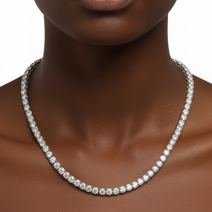 Straight Line Diamond Necklace 25.08cttw I-J SI1-SI2 14K White Gold