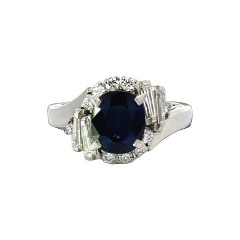 Estate Fine 1.98 ct Oval Sapphire Diamond Platinum Ring 14208