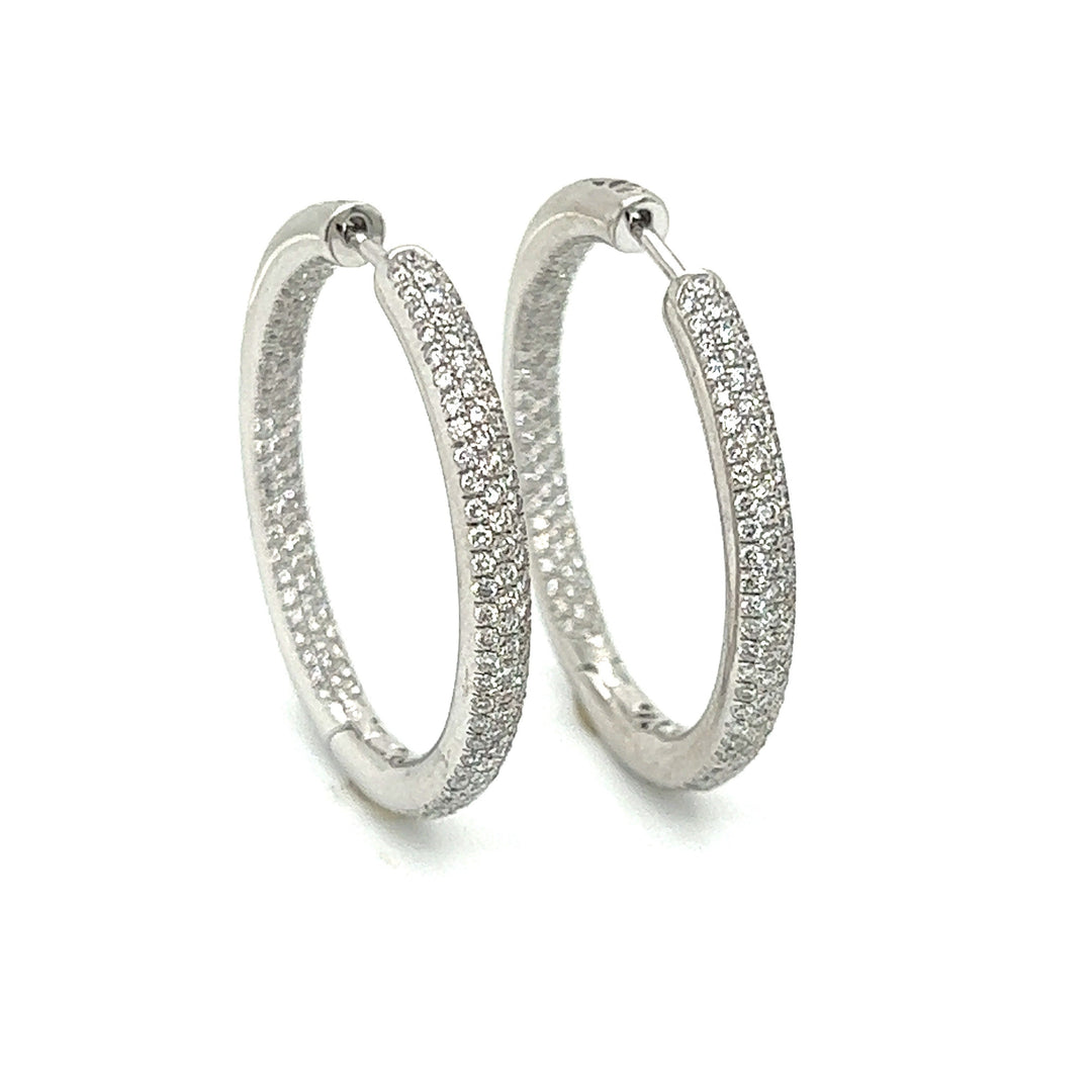 Designer Arato Of Italy Diamond In/Out Hoop 18K White Gold Earrings
