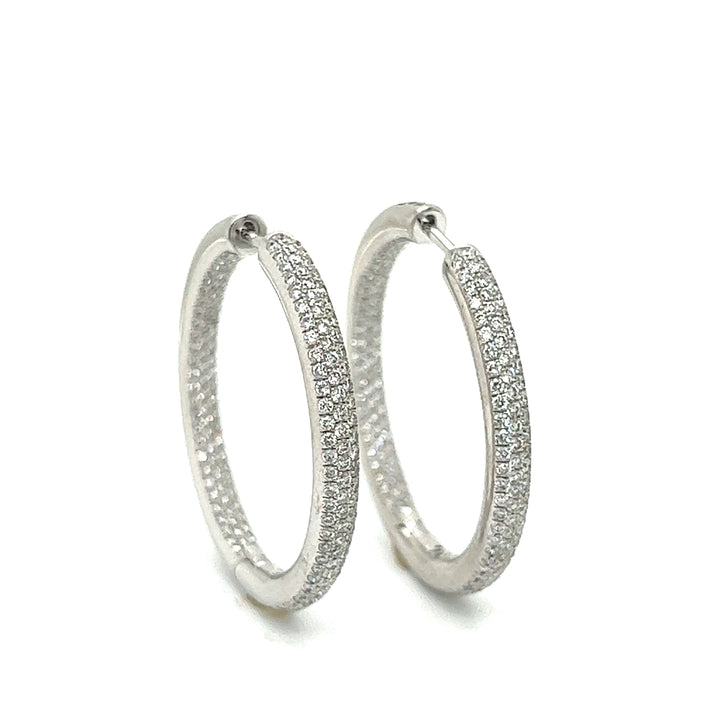 Designer Arato Of Italy Diamond In/Out Hoop 18K White Gold Earrings