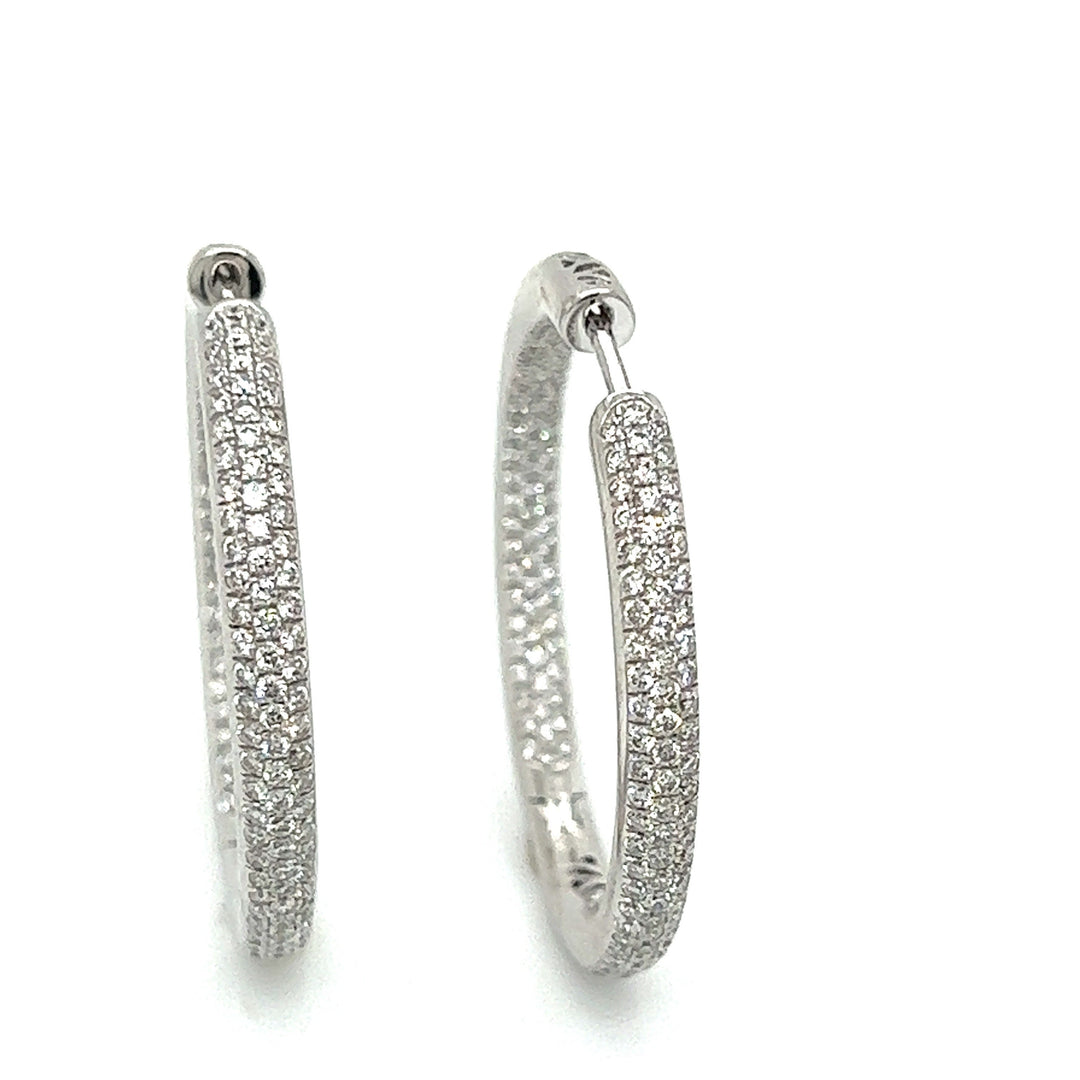 Designer Arato Of Italy Diamond In/Out Hoop 18K White Gold Earrings