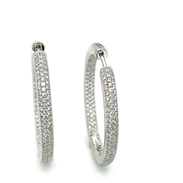 Designer Arato Of Italy Diamond In/Out Hoop 18K White Gold Earrings