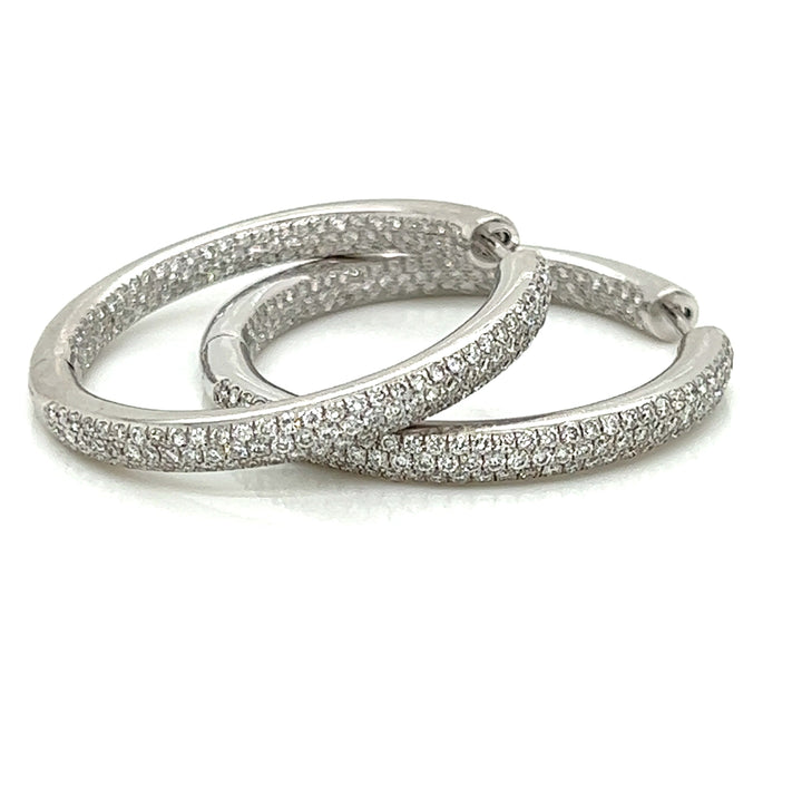 Designer Arato Of Italy Diamond In/Out Hoop 18K White Gold Earrings