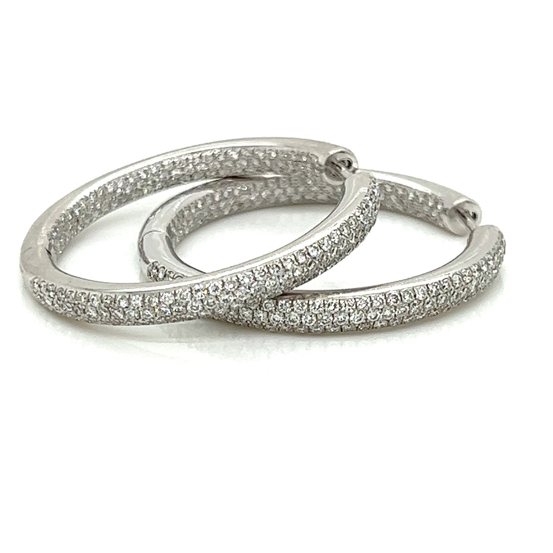 Designer Arato Of Italy Diamond In/Out Hoop 18K White Gold Earrings