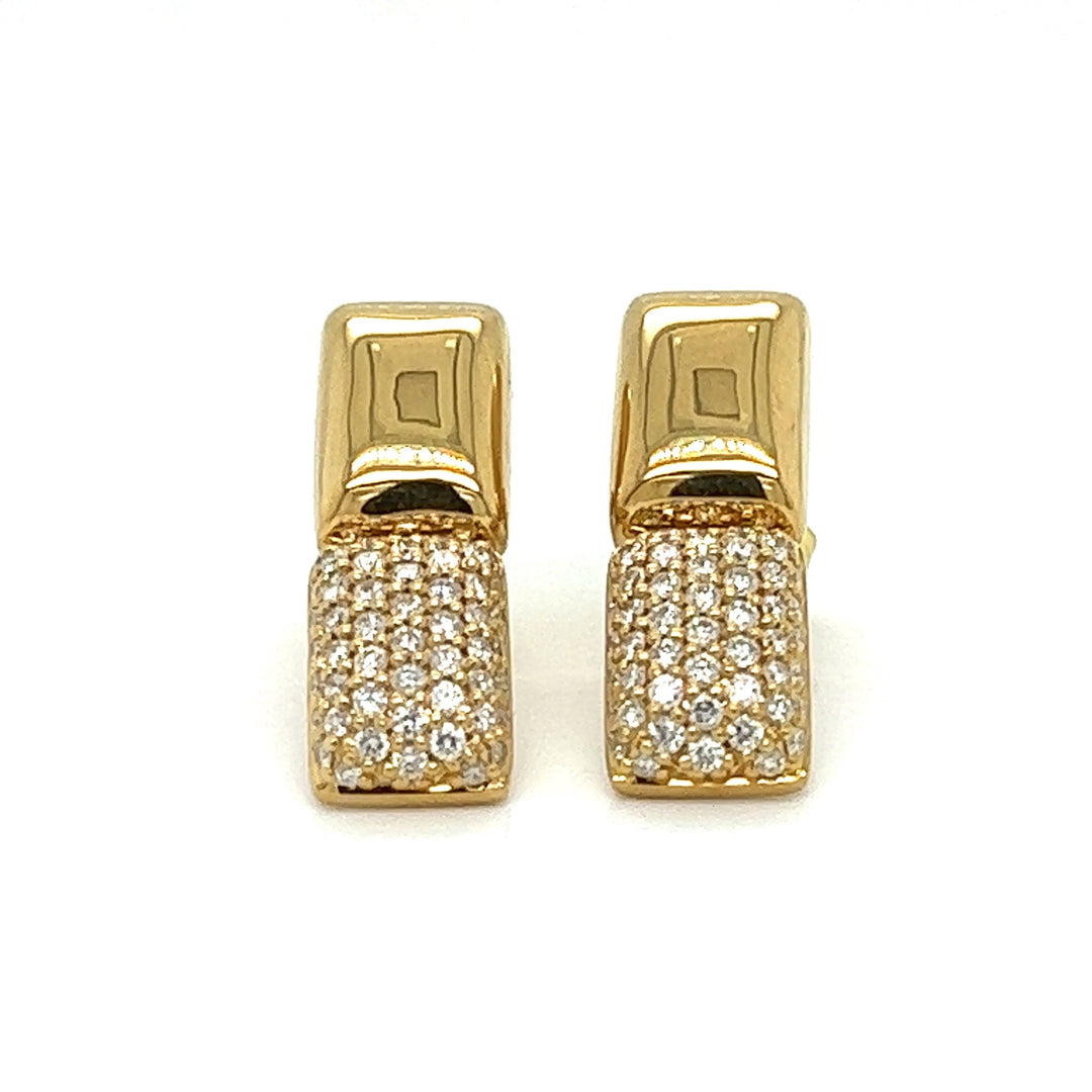 Designer EMJ Diamond and 18Kt Yellow Gold Earrings