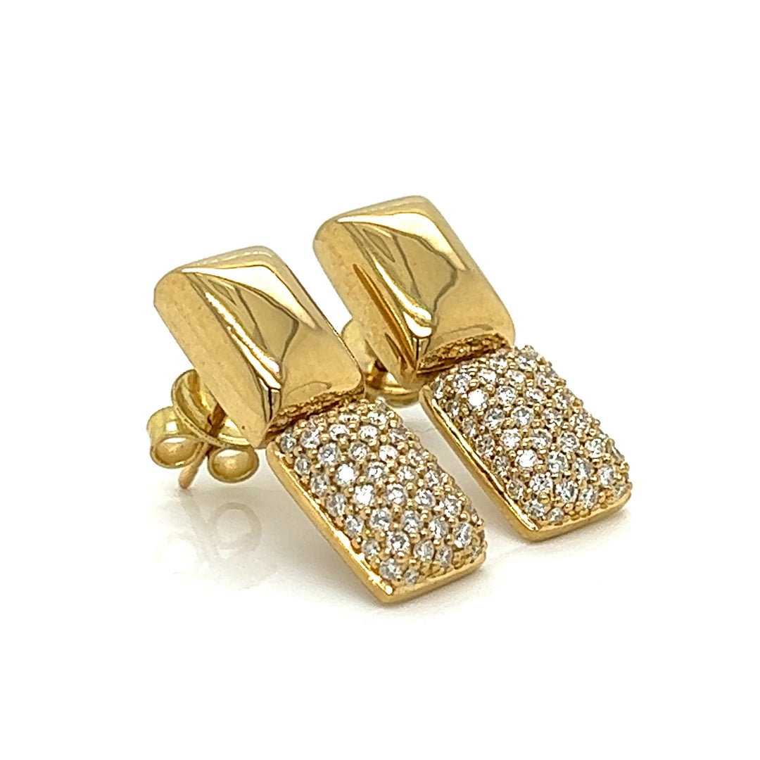 Designer EMJ Diamond and 18Kt Yellow Gold Earrings