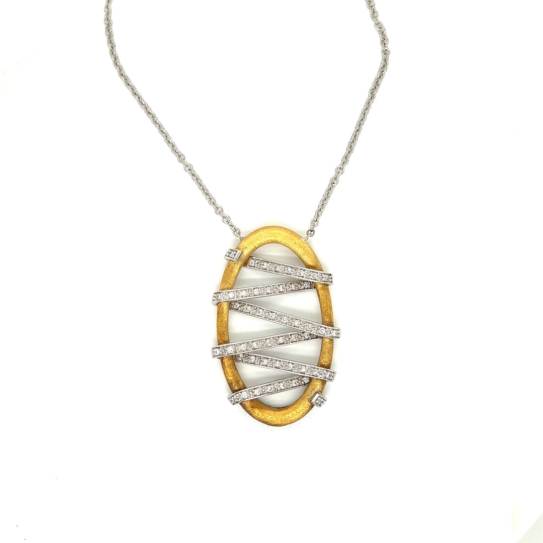 MaKur Diamond and 18K White and Yellow Gold Necklace