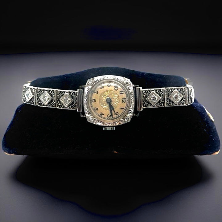 Art Deco  H.F. & Bros. 1.25 cttw. Diamond 14K White Gold Watch, Circa 1925