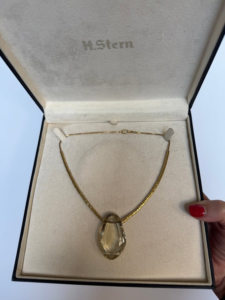 Designer H. Stern Lemon Quartz and 18Kt Yellow Gold Necklace (Micangas Collection)