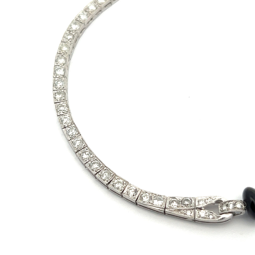 Diamond, Onyx and Platinum Art Deco Style Necklace