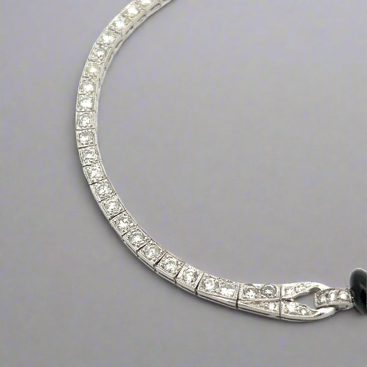 Diamond, Onyx and Platinum Art Deco Style Necklace