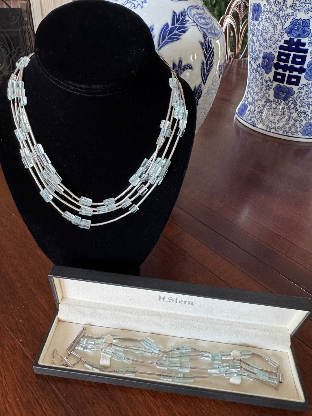 Designer H. Stern Aquamarine and Diamond 18Kt White Gold Bracelet (Lizard Collection)