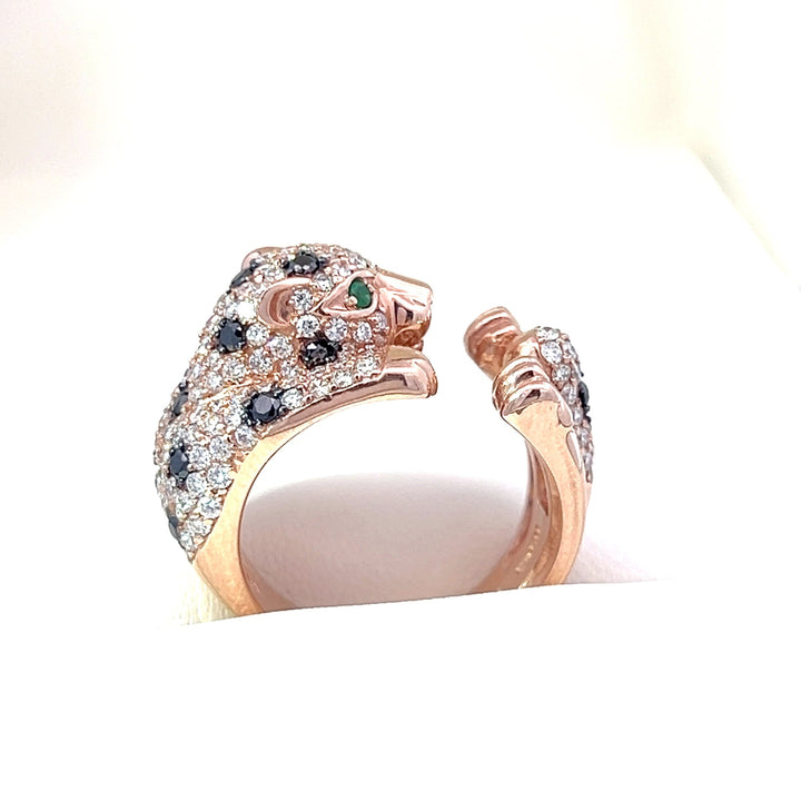 Diamond, Emerald and 14K Rose Gold Panther Ring
