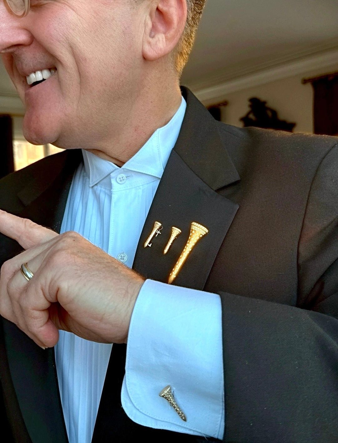 The Champion .58 cttw Diamond Yellow Gold Golf Tee Cuff Links 15447