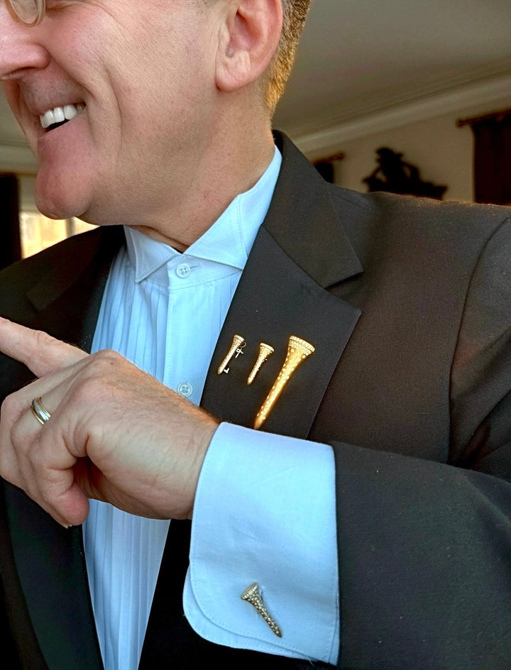 The Champion .58 cttw Diamond Yellow Gold Golf Tee Cuff Links 15447