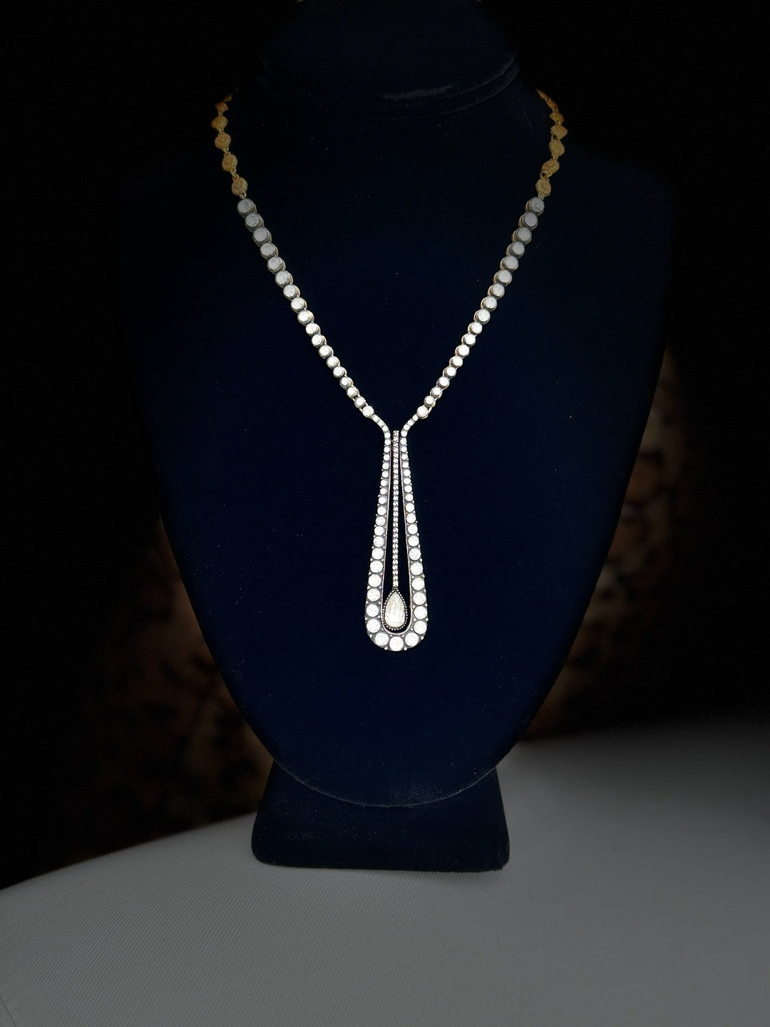 Custom Made 7.55cttw Rose Cut Diamond 22Kt Yellow/Black Rhodium Necklace