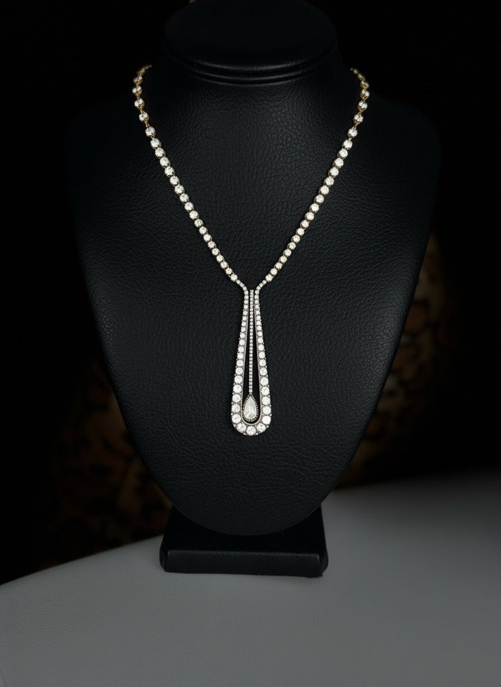 Custom Made 7.55cttw Rose Cut Diamond 22Kt Yellow/Black Rhodium Necklace