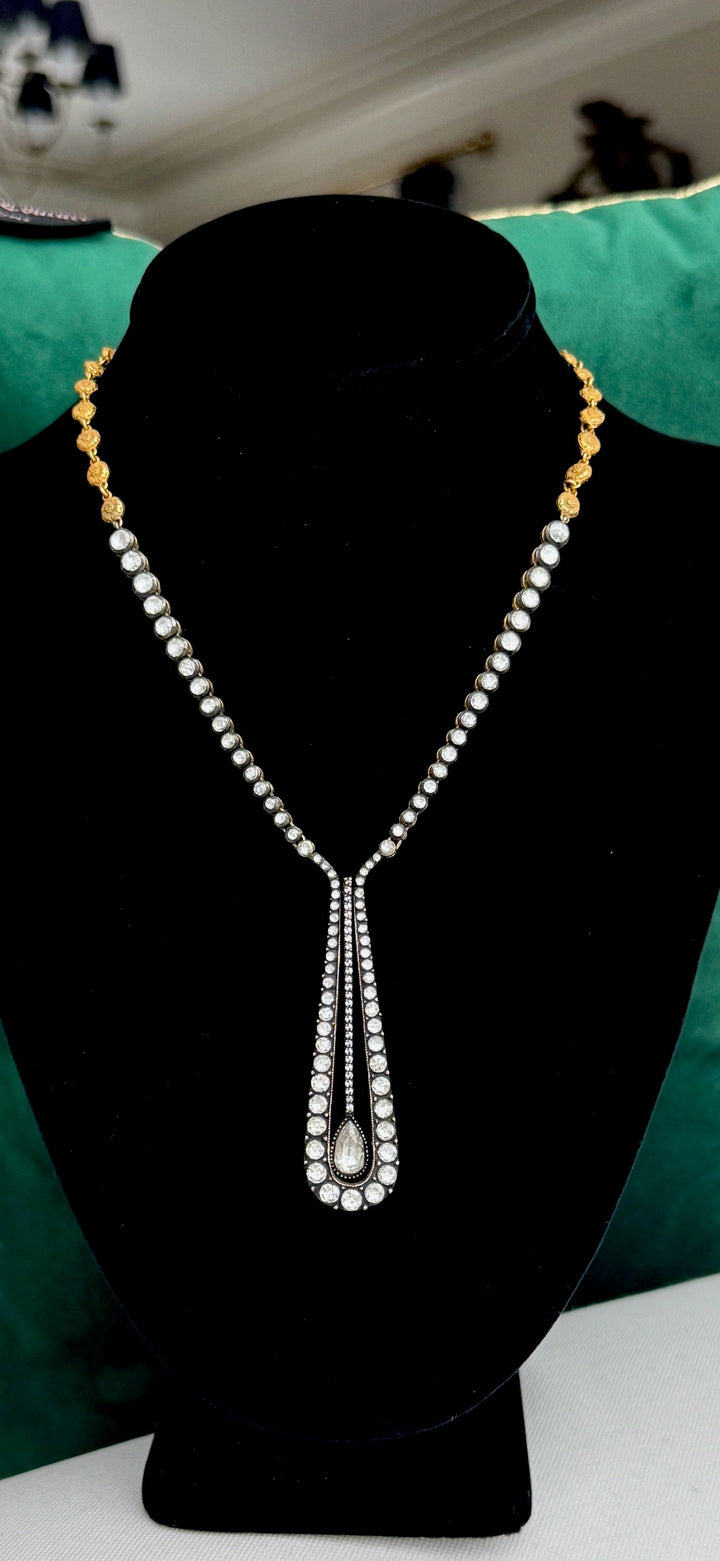 Custom Made 7.55cttw Rose Cut Diamond 22Kt Yellow/Black Rhodium Necklace