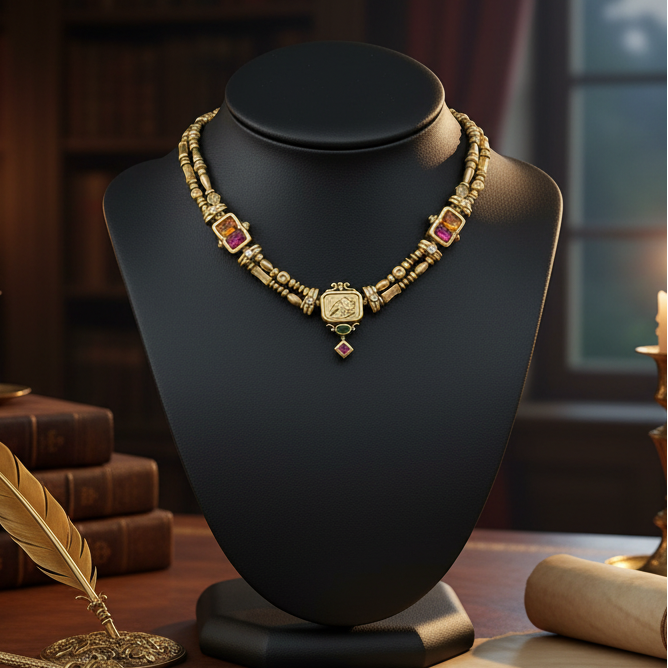 Designer Seidengang Diamond Citrine, Tourmaline 18Kt Yelllow Gold Necklace