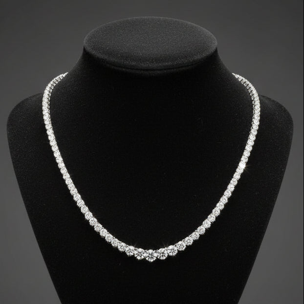 Contemporary 14.14 cttw Diamond Riviera 14K White Gold Graduated Necklace