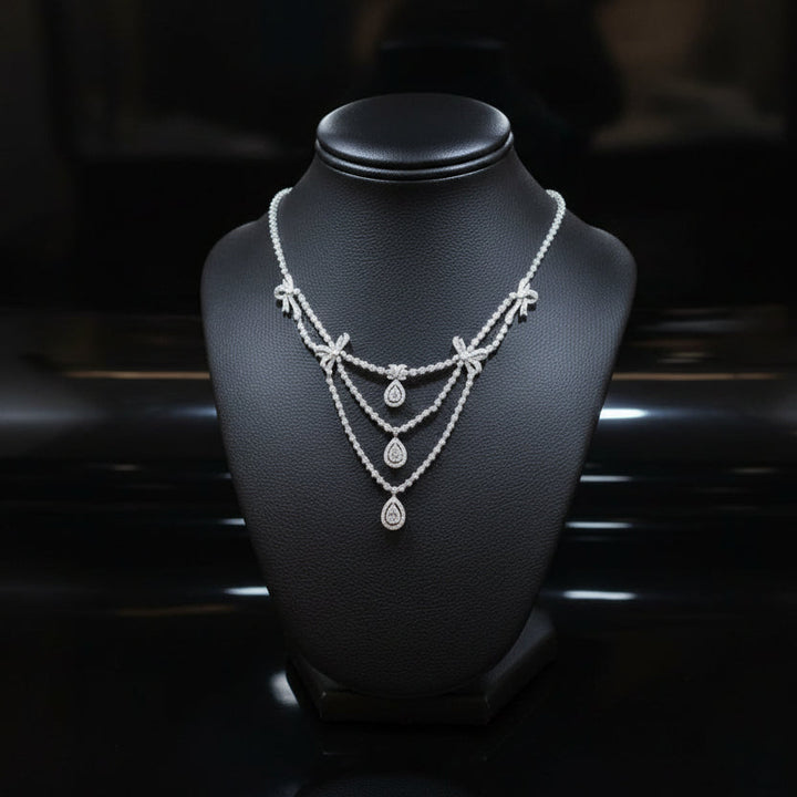 11cttw Diamond Bib 18K White Gold Necklace