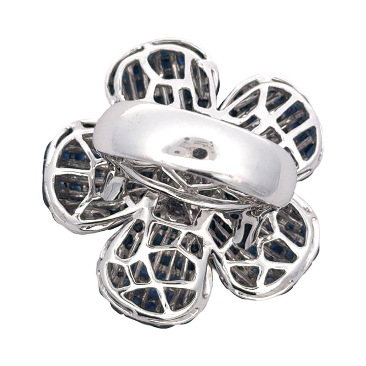 14.50 cttw Sapphire & Diamond 18K White Gold Ring 15700