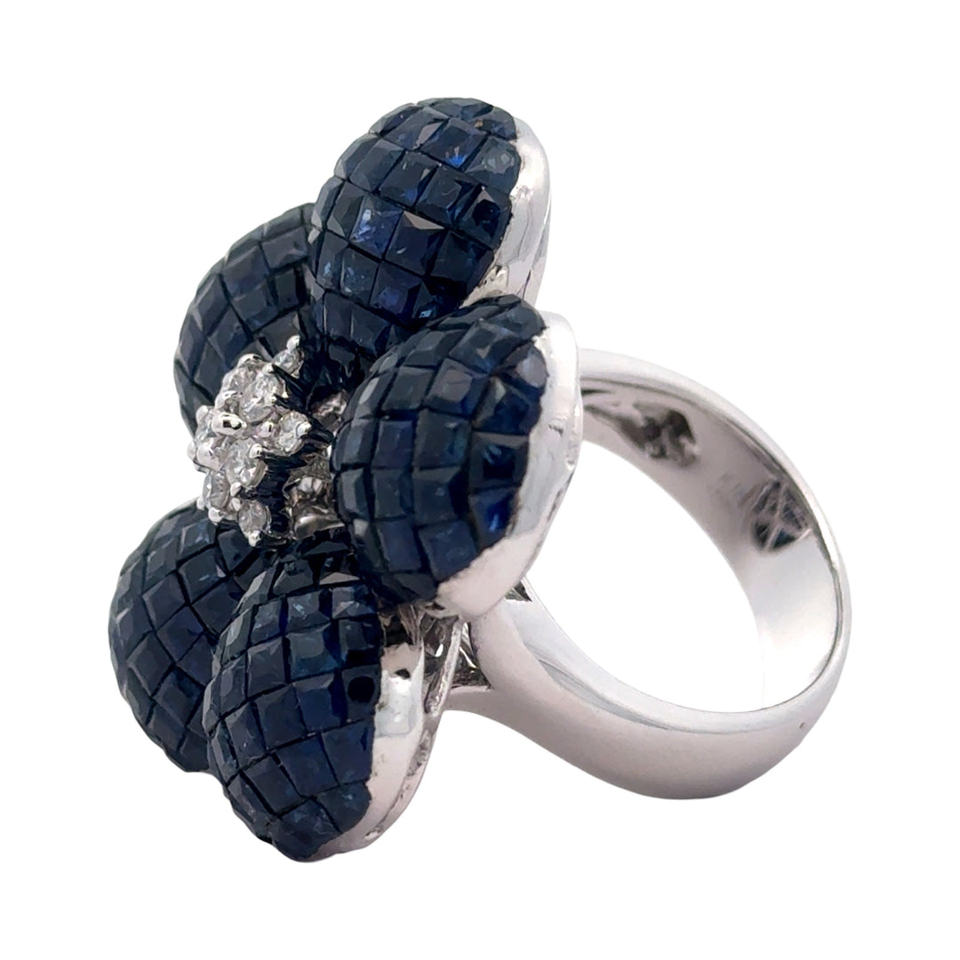 14.50 cttw Sapphire & Diamond 18K White Gold Ring 15700