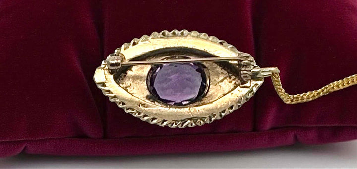 1890's Victorian Amethyst and Seed Pearl Necklace and Brooch