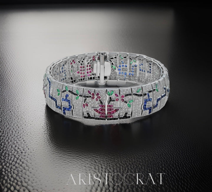 Aristocrat Collection Inspired Diamond Ruby Emerald Onyx Sapphire Bracelet 15091