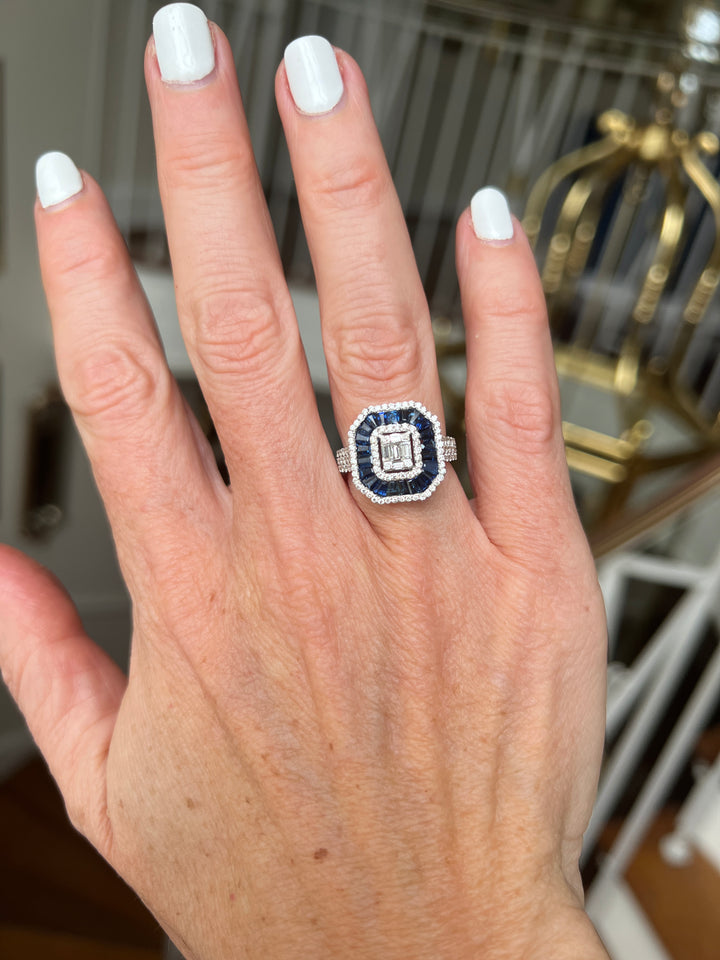 Sapphire and Natural Diamond Cocktail Ring