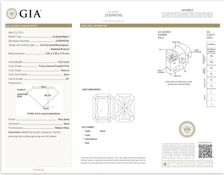Contemporary Natural Fancy Intense Purplish Pink & White Diamond (GIA) Platinum Ring