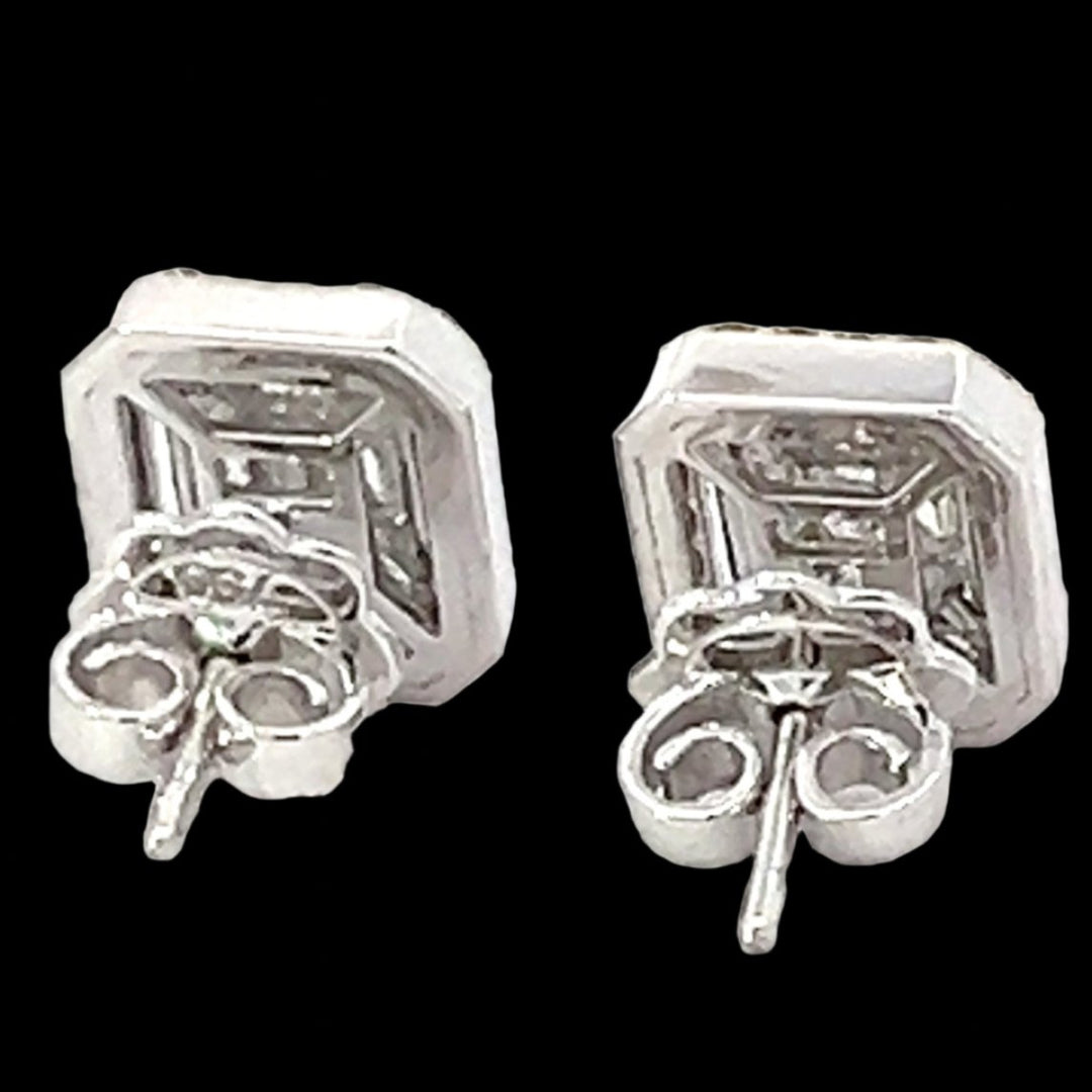 Fancy Yellow Diamond Cluster Illusion Setting and 18K White Gold Earrings