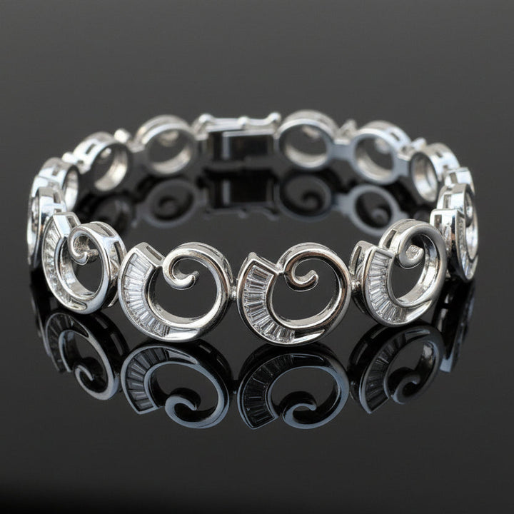 Designer AV 2.84cttw Diamond Swirl 14Kt White Gold Bracelet
