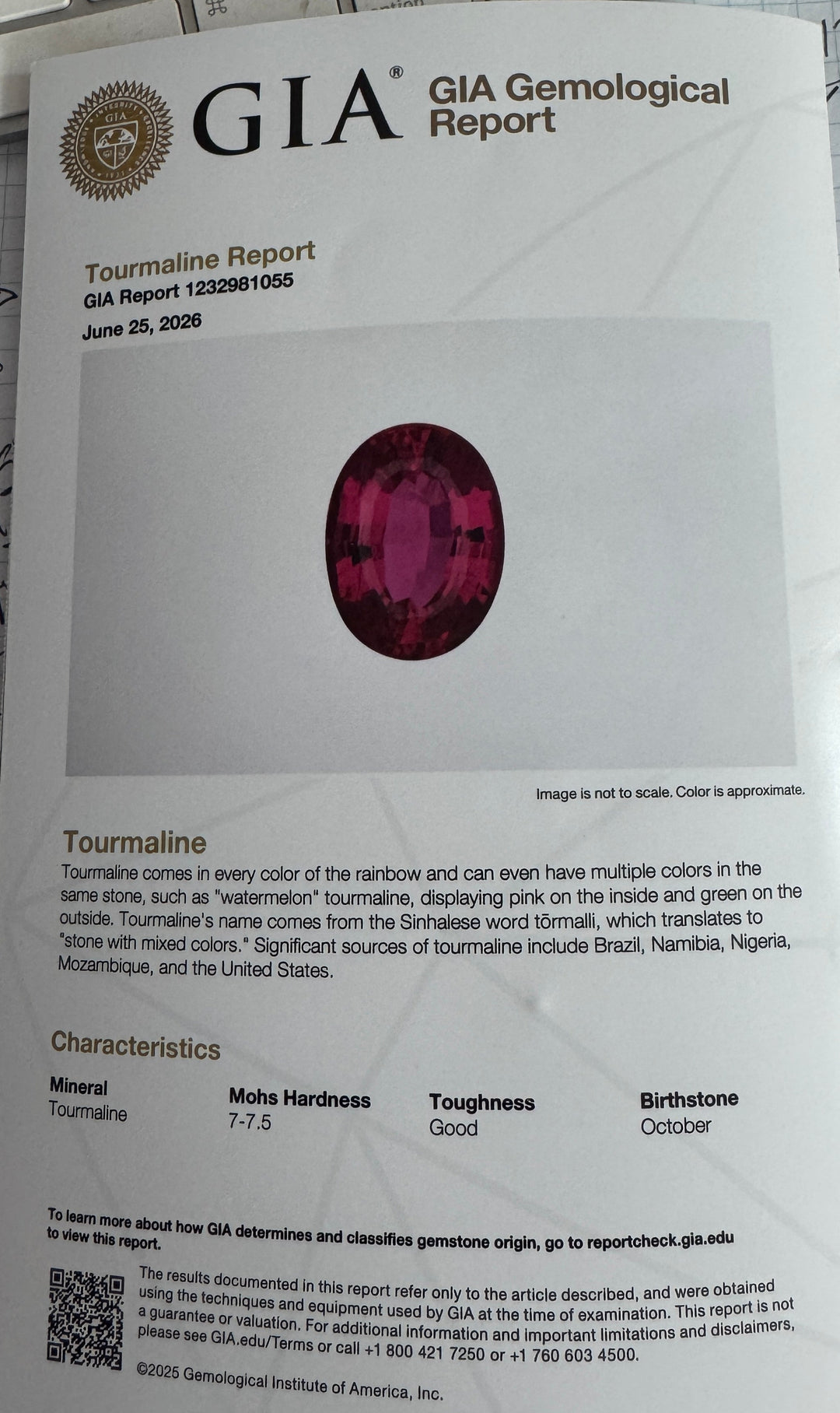 Estate Rubellite and Diamond Platinum Pendant (GIA)