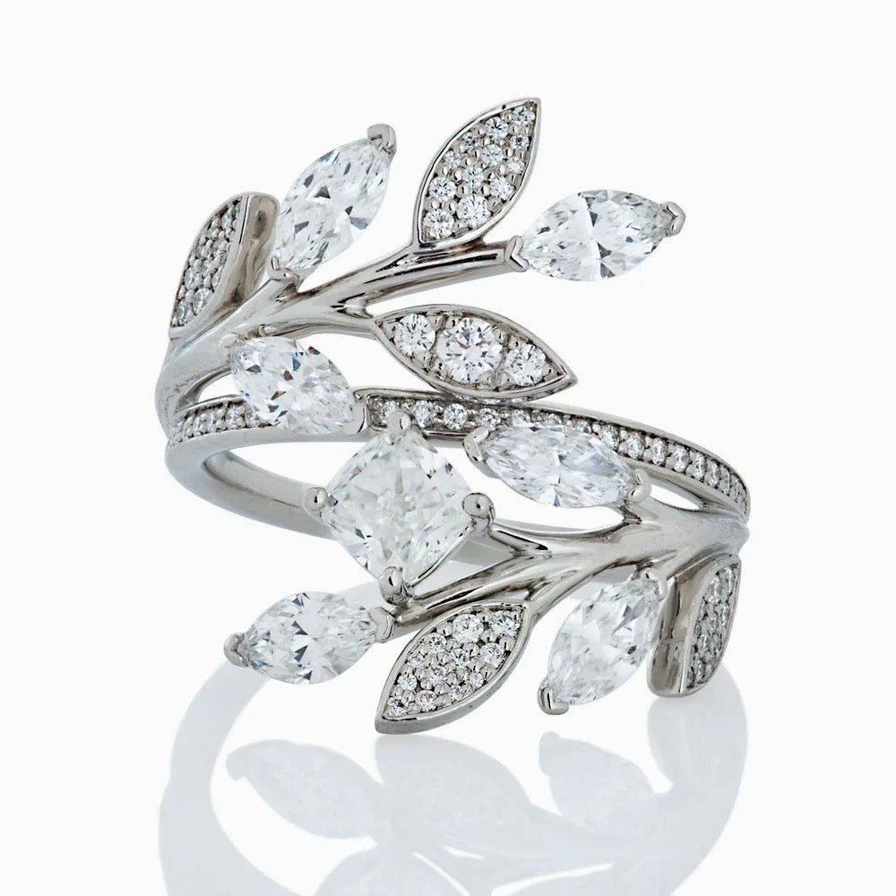 Tiffany Victoria Vine Bypass Floral Platinum Ring