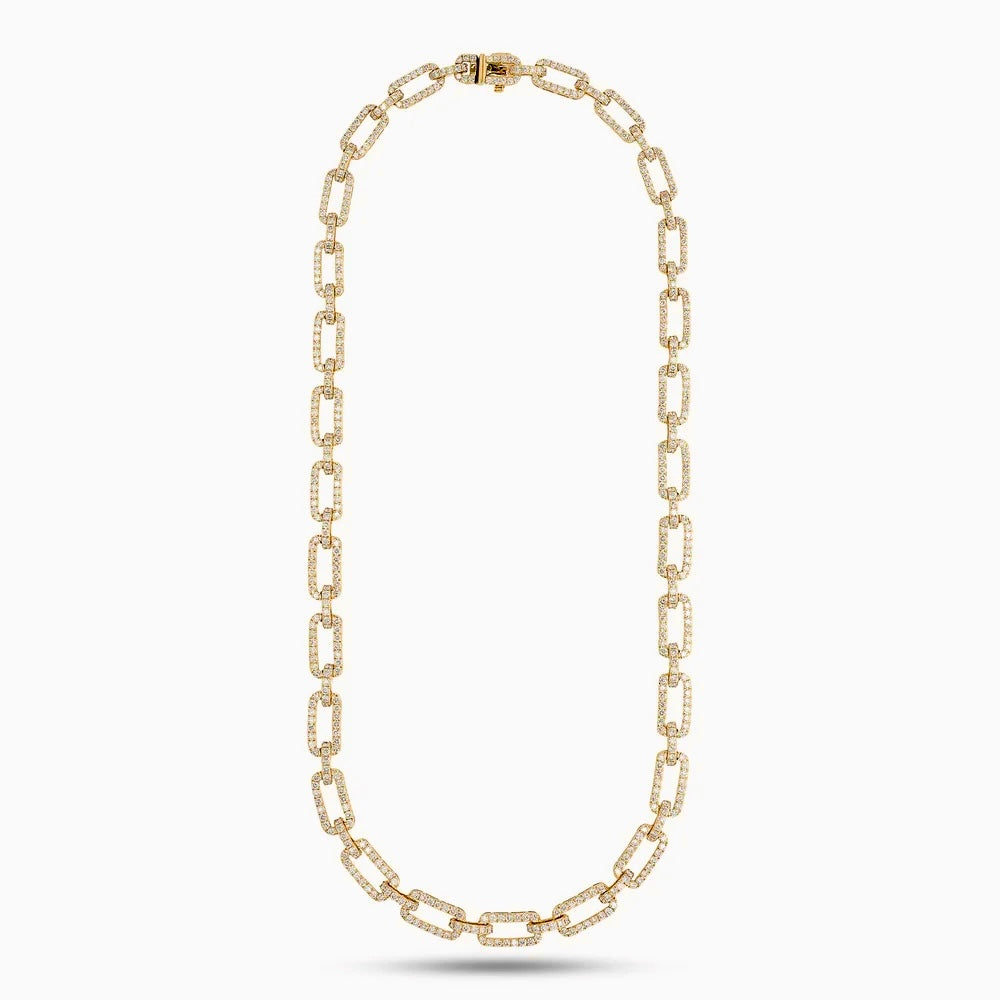 10.35cttw Diamond Link 14Kt Yellow Gold Necklace