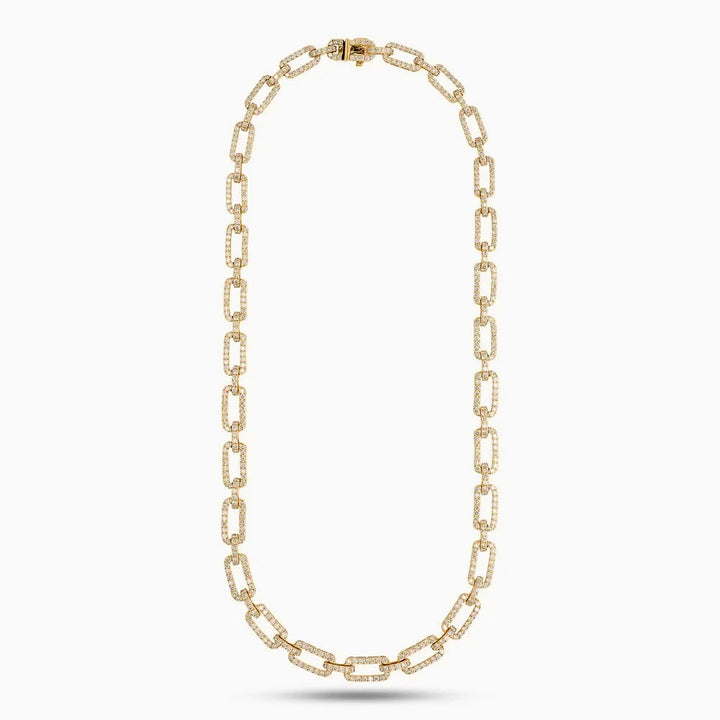 10.35cttw Diamond Link 14Kt Yellow Gold Necklace