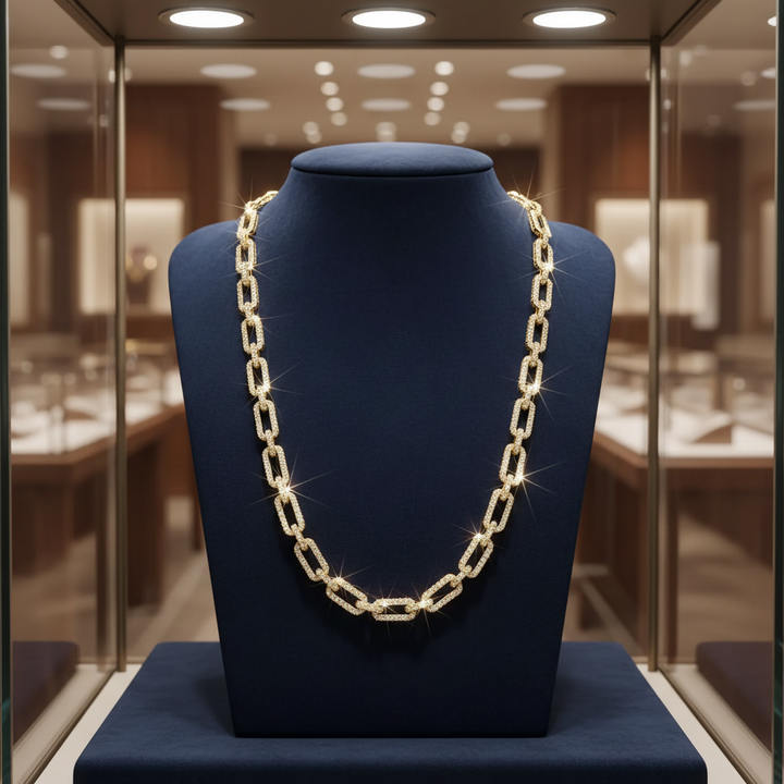 10.35cttw Diamond Link 14Kt Yellow Gold Necklace