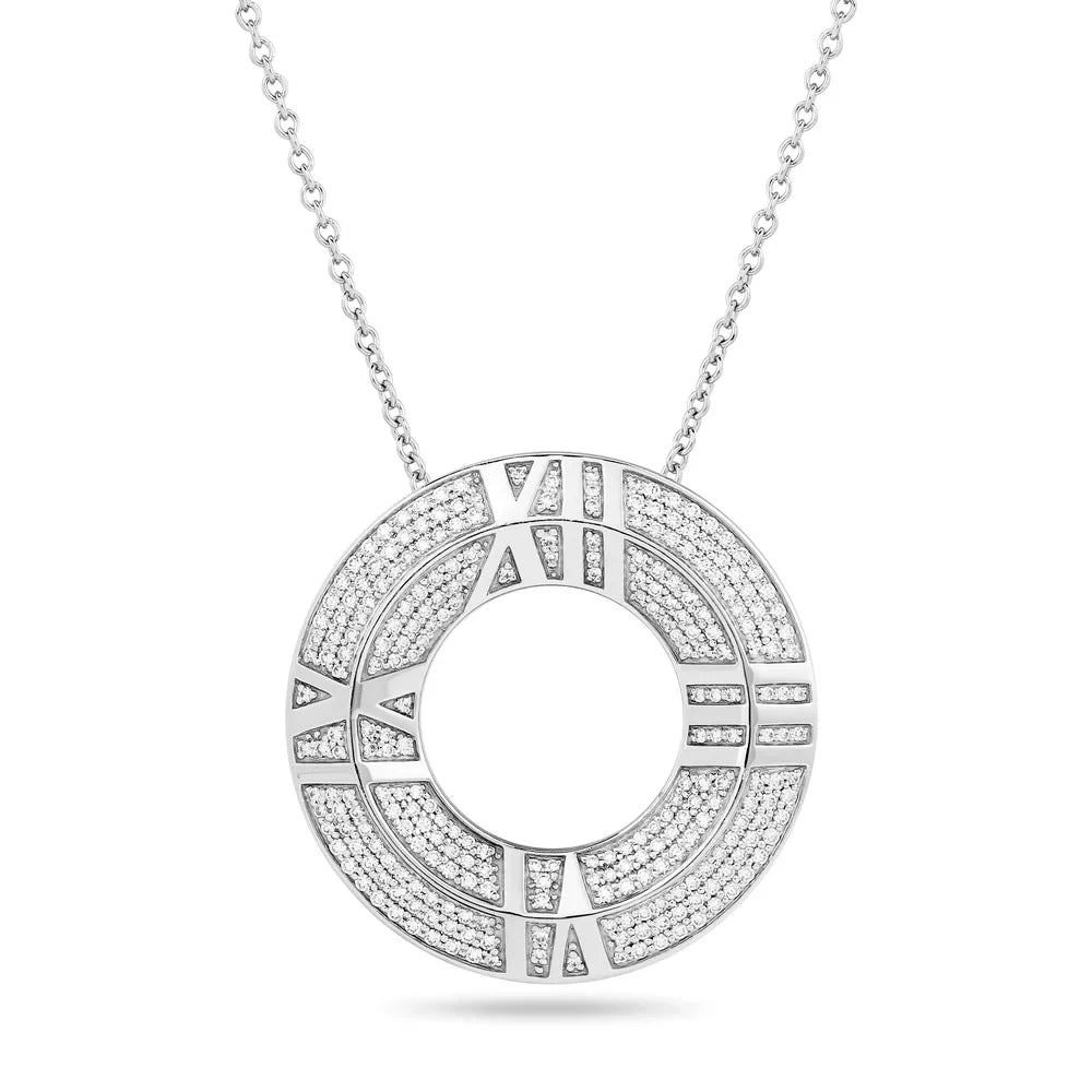 Tiffany & Company Diamond and 18K White Gold Roman Numeral Pendant