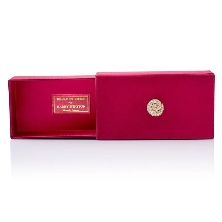 Rare Red Satin Clutch by Renaud Pellegrino for Harry Winston Diamond 18K Yellow Gold