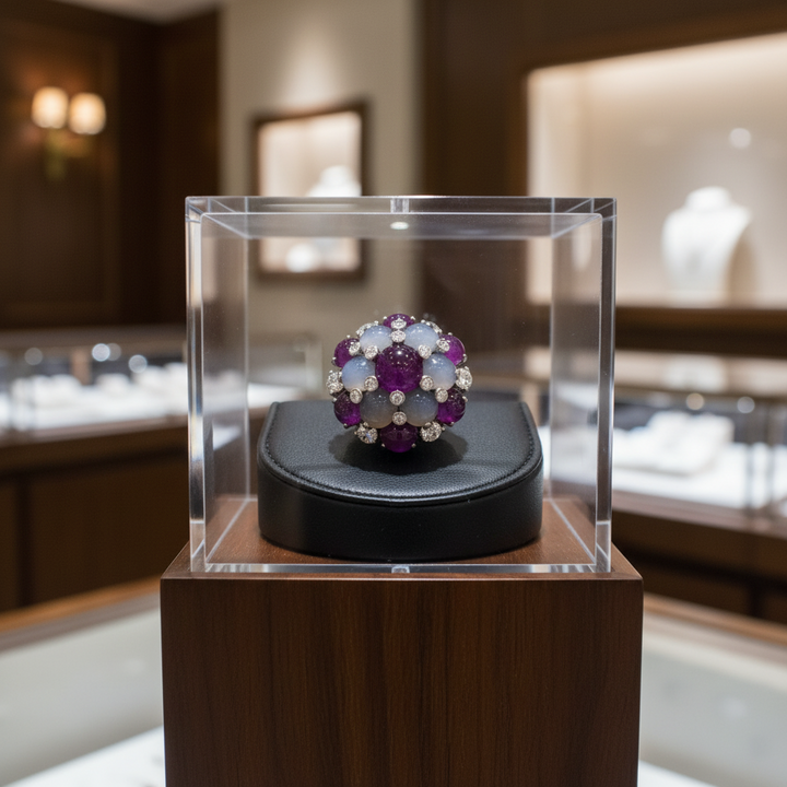 Oscar Heyman Star Ruby and Star Sapphire Platinum Ring