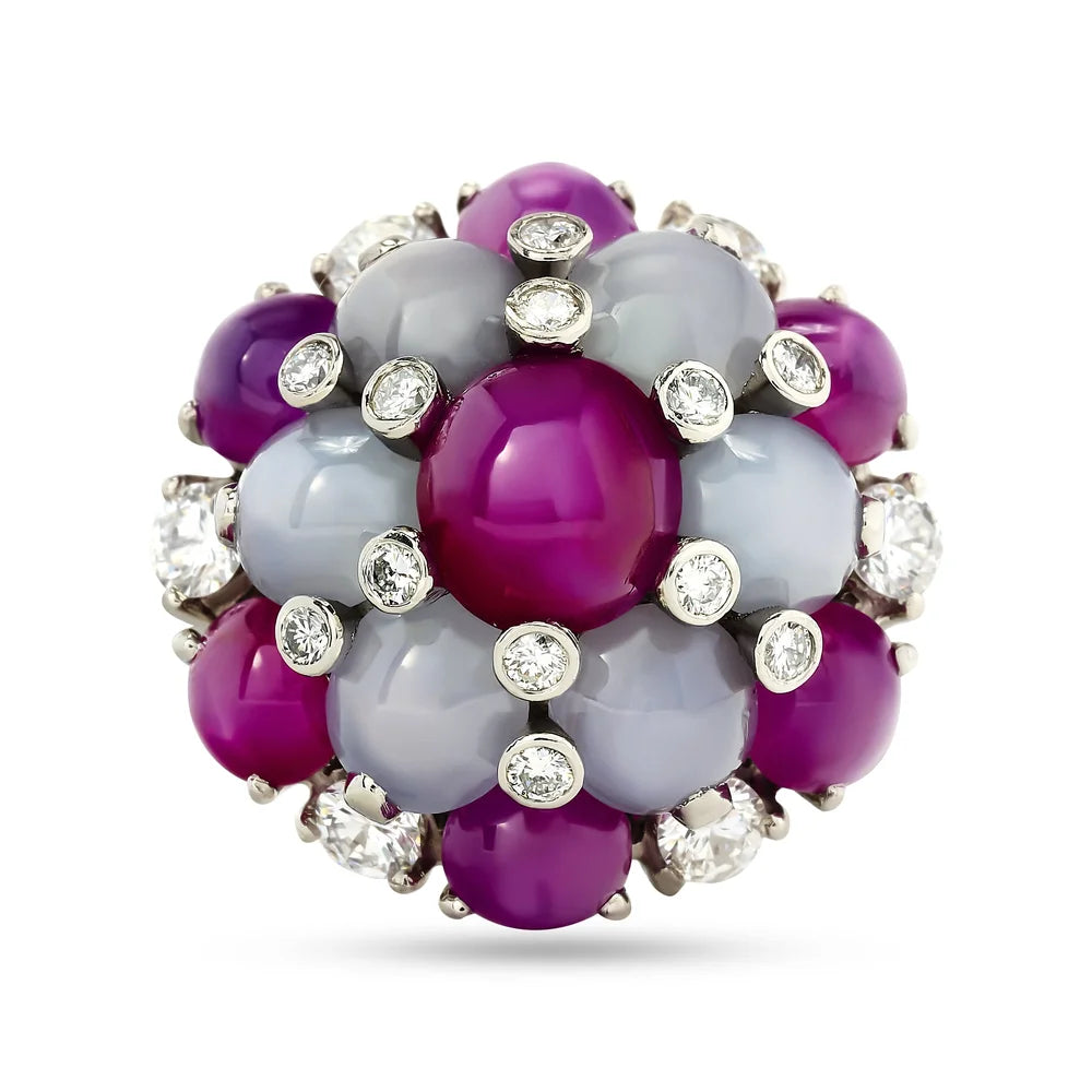 Oscar Heyman Star Ruby and Star Sapphire Platinum Ring